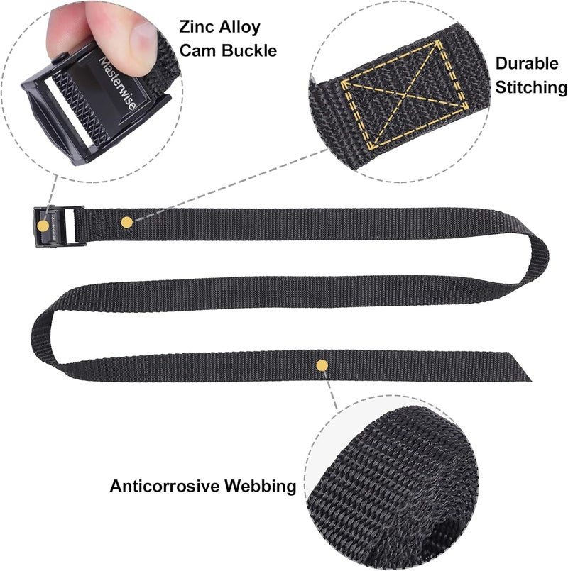 Masterwise Lashing Strap with Cam Buckles, Cinch Strap with Adjustable Buckle Tie Down Straps for Securing (5' x 0.75") - Image 2